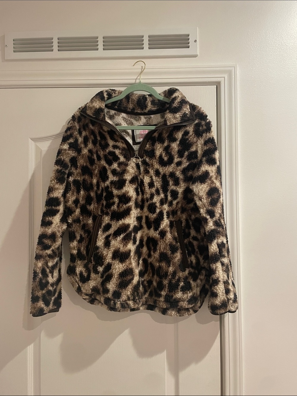 women’s Leopard Print Fur Jacket - Brown/Black- Size medium worn maybe twice
